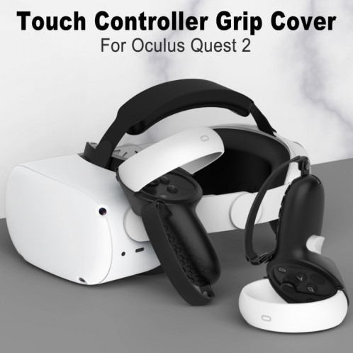 Housse de protection en silicone demi-pack anti-collision pour contrôleur VR pour Oculus Quest 2 (noir) SH901B657-07