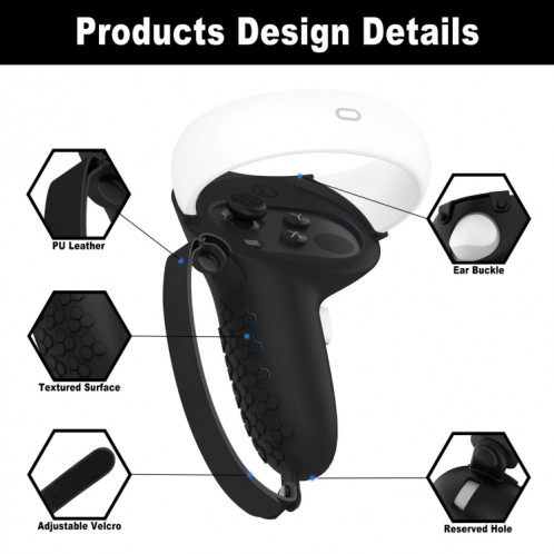 Housse de protection en silicone demi-pack anti-collision pour contrôleur VR pour Oculus Quest 2 (noir) SH901B657-07