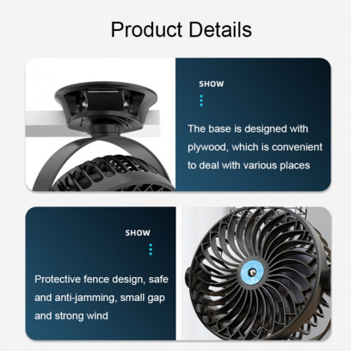 Ventilateur de refroidissement de style clip de bureau de chargement USB, spécification : spray (noir) SH590419-07