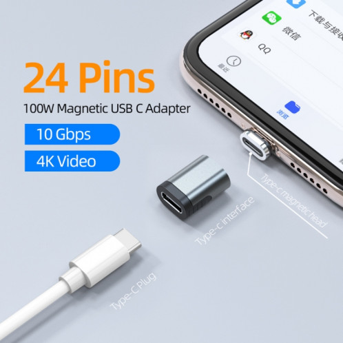 TZ28 PD 100W 24Pin Données de charge rapide et transmission vidéo Adaptateur magnétique Type-C / USB-C SH66831445-06