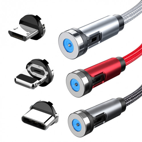 Câble de chargement de données rotatif avec prise anti-poussière à interface magnétique micro USB CC56, longueur du câble : 1 m (argent) SH101C1050-06