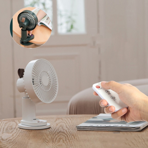 Télécommande intelligente Charge USB Secouant la tête Ventilateur de bureau Poussette Clip Fan (Vert) SH001C1379-06
