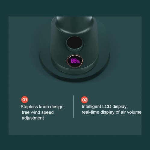 Télécommande intelligente Charge USB Secouant la tête Ventilateur de bureau Poussette Clip Fan (Vert) SH001C1379-06