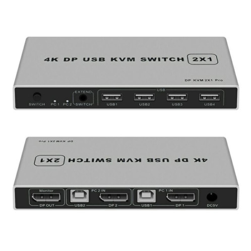 Commutateur KVM USB 4K KYSW59 60HZ DP Dispositif de partage d'ordinateur 2-en-1 SH17011536-06