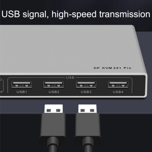 Commutateur KVM USB 4K KYSW59 60HZ DP Dispositif de partage d'ordinateur 2-en-1 SH17011536-06