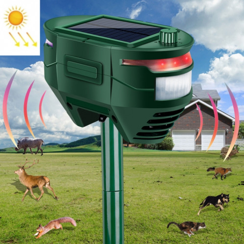 RC-544 Répulsif solaire extérieur à capteur infrarouge à ultrasons pour animaux (vert foncé) SH501A463-06