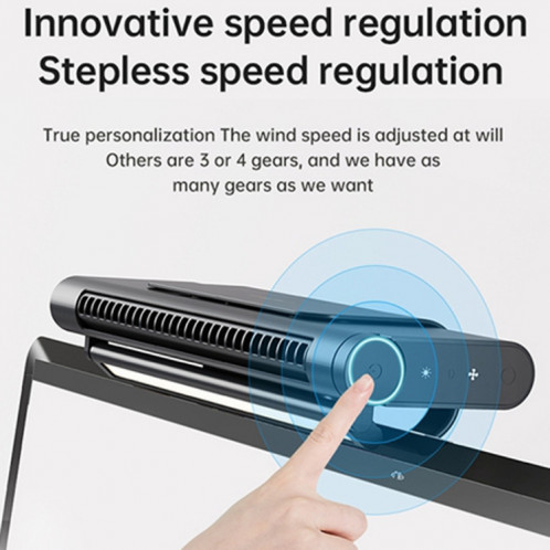 JXS-GP1 Écran d'ordinateur Ventilateur silencieux turbo sans lame avec fonction d'éclairage de protection des yeux (noir) SH701C1717-06