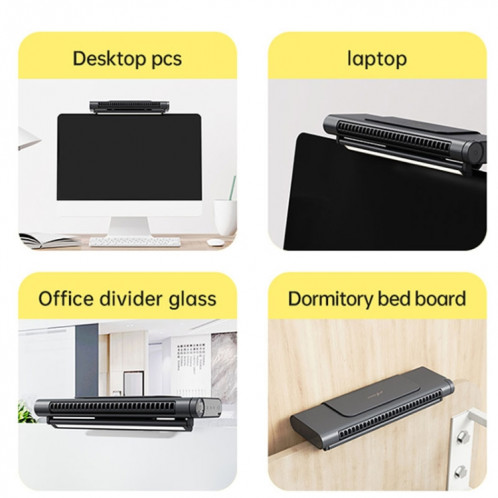 JXS-GP1 Ventilateur silencieux turbo sans lame pour écran d'ordinateur avec fonction d'éclairage de protection des yeux (blanc) SH701A106-06