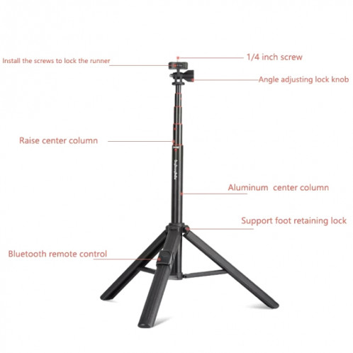 QingZhuangShiDai ZP100 support de téléphone au sol en alliage d'aluminium en direct Bluetooth téléphone Selfie Stick SQ2001726-06