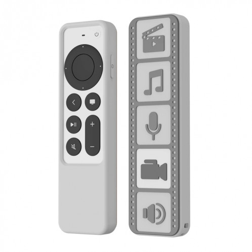 Housse de protection antidérapante étanche en silicone pour télécommande Apple TV 4K 2021 (gris blanc) SH401C1787-07