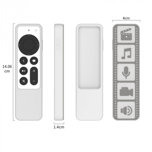 Housse de protection antidérapante étanche pour télécommande en silicone pour Apple TV 4K 2021 (noir) SH401B1834-07