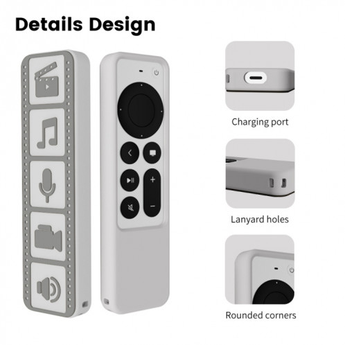 Housse de protection antidérapante étanche pour télécommande en silicone pour Apple TV 4K 2021 (noir) SH401B1834-07