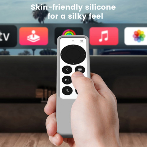 Housse de protection antidérapante étanche en silicone pour télécommande Apple TV 4K 2021 (gris blanc) SH401C1787-07
