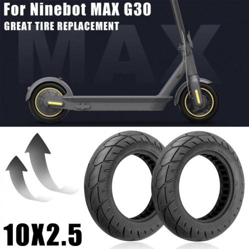 X0375 Scooter électrique 10 pouces pneu en caoutchouc anti-déflagrant pour Ninebot Max G30 (noir) SH501A1710-06