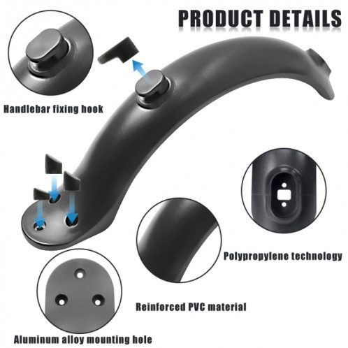 X0259 Couverture de support d'amortisseur de garde-boue arrière de scooter électrique pour Xiaomi Mijia M365 (noir) SH101A1093-06