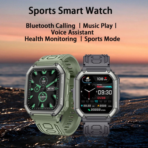 KR06 1,8 pouces fréquence cardiaque surveillance de la pression artérielle Smart Calling Watch (vert) SH101B308-07
