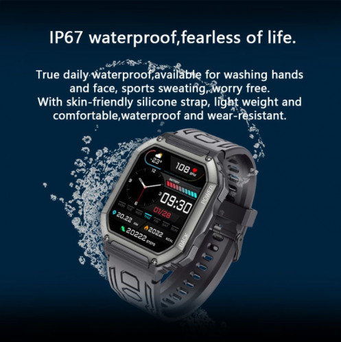 KR06 1,8 pouces fréquence cardiaque surveillance de la pression artérielle Smart Calling Watch (noir) SH101A710-07
