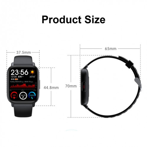 QS16Pro Montre intelligente étanche de surveillance de la santé de 1,69 pouces, prend en charge la détection de la température corporelle, couleur: gris argenté SH2805116-07