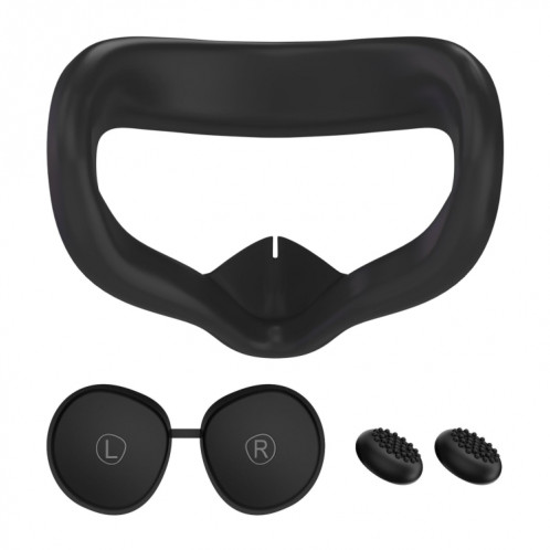 Masque pour les yeux en silicone VR + housse de protection pour objectif + chapeau de joystick, pour Oculus Quest 2 (noir) SH801A995-06