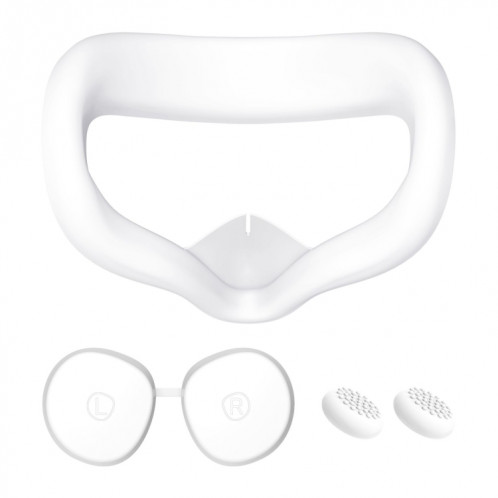 Masque pour les yeux en silicone VR + housse de protection pour objectif + chapeau de joystick, pour Oculus Quest 2 (blanc) SH801B1006-06