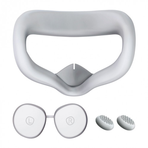 Masque pour les yeux en silicone VR + housse de protection pour objectif + chapeau de joystick, pour Oculus Quest 2 (gris) SH801C1780-06
