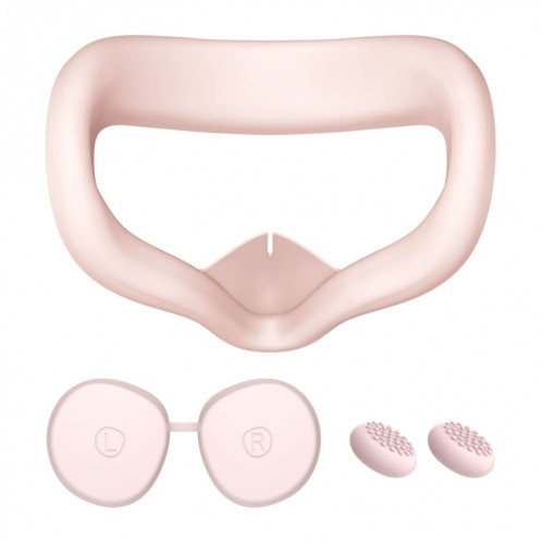Masque pour les yeux en silicone VR + housse de protection pour objectif + chapeau de joystick, pour Oculus Quest 2 (rose) SH801E450-06