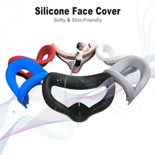 Masque pour les yeux en silicone VR + housse de protection pour objectif + chapeau de joystick, pour Oculus Quest 2 (gris) SH801C1780-06