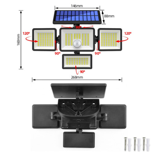 TY12101 Solaire Maison Applique Murale Induction Humaine Garage Réverbère Cour Extérieure Lumière (208 LED) SH301A1634-05