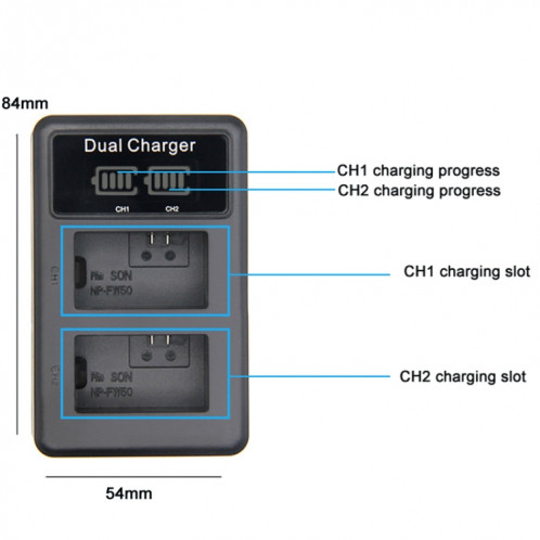 Chargeur de batterie pour appareil photo reflex à double charge verticale FW50 SH001A376-05