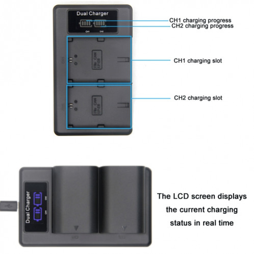 Chargeur de batterie double vertical pour appareil photo reflex LP-E6 SH701A449-05