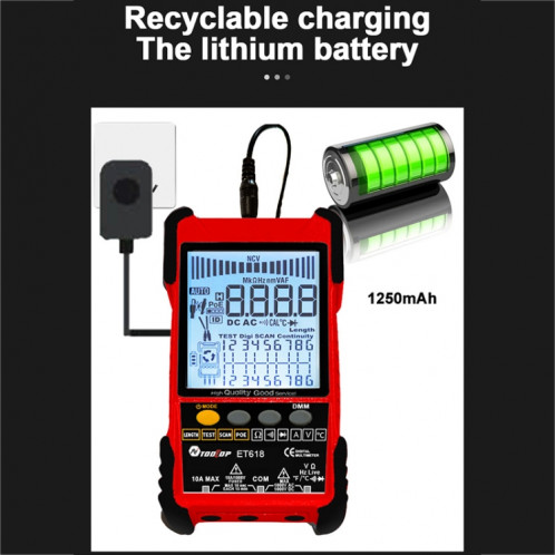 ET616 testeur de câble réseau réglable rechargeable testeur de câble POE (rouge) SH301R1492-011