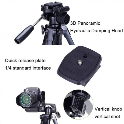 YUNTENG VCT-668RM Trépied pour appareil photo reflex portable Support de diffusion en direct pour téléphone portable (Noir) SY901A395-06