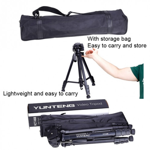 YUNTENG VCT-668RM Trépied pour appareil photo reflex portable Support de diffusion en direct pour téléphone portable (Noir) SY901A395-06