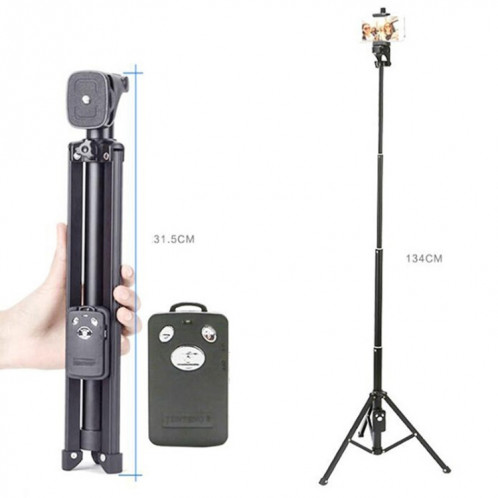 YUNTENG 1688 Selfie Stick Trépied Bluetooth Télécommande Support de caméra (Rose) SY101B388-06