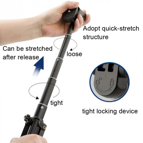 YUNTENG 1388 Selfie Stick Trépied Bluetooth Télécommande Support de caméra (Noir) SY101C383-06