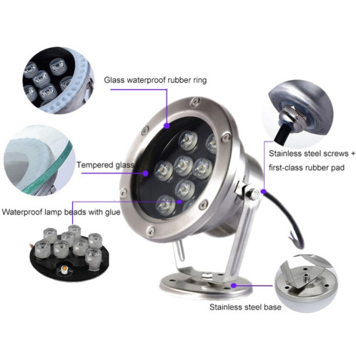 LED lumière sous-marine piscine étang à poissons fontaine étanche paysage lumière 3W (7 couleurs) SH301G1116-07
