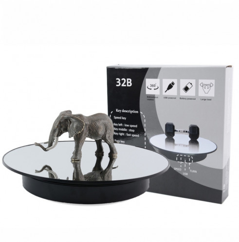 Plateau tournant électrique de 32 cm pour la photographie avec réglage de la direction de la vitesse, couleur : miroir noir SH0302799-06
