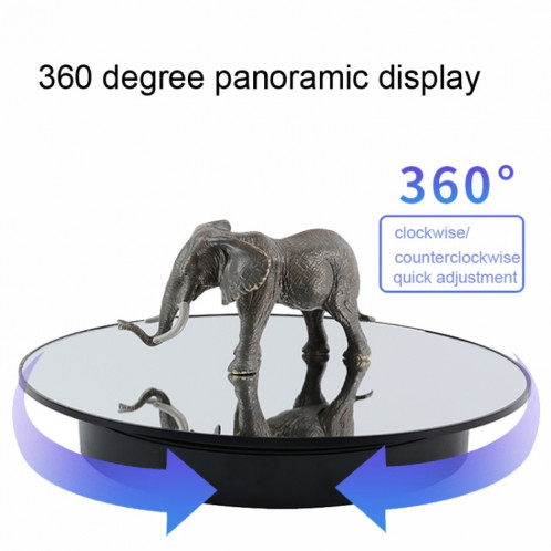 Plateau tournant électrique de 32 cm pour la photographie avec réglage de la direction de la vitesse, couleur : miroir noir SH0302799-06