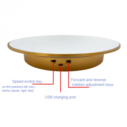 Plateau tournant électrique de 32 cm pour la photographie avec réglage de la direction de la vitesse, couleur : miroir doré. SH0303949-06
