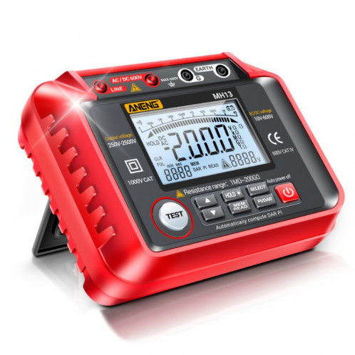 ANENG MH13 Testeur de résistance d'isolement de compteur électronique numérique haute tension (rouge) SA601A1269-06