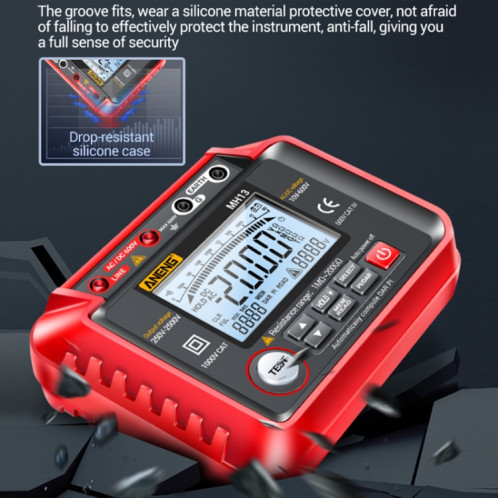 ANENG MH13 Testeur de résistance d'isolement de compteur électronique numérique haute tension (rouge) SA601A1269-06