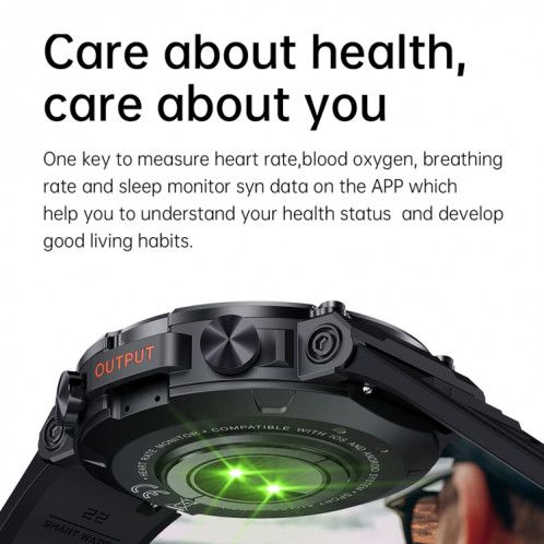 K56Pro 1,39 pouces fréquence cardiaque/pression artérielle/surveillance de l'oxygène sanguin montre intelligente d'appel (noir) SH501A647-07