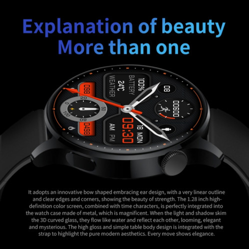 UM93Pro 1,28 pouces surveillance de la fréquence cardiaque/de l'oxygène sanguin montre d'appel Bluetooth avec fonction NFC (silicone argenté) SH701B1440-06