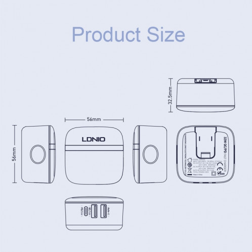 LDNIO A3513Q 32W QC3.0 Adaptateur téléphonique 3 ports USB Prise UE avec câble micro USB SL72051884-07