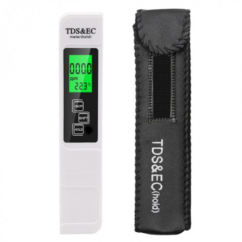 Modèle de rétroéclairage TDS & EC stylo de test de qualité de l'eau stylo de test de conductivité (blanc) SH201A1551-06