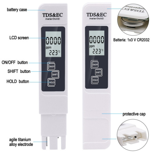 Modèle de rétroéclairage TDS & EC stylo de test de qualité de l'eau stylo de test de conductivité (bleu) SH201B1661-06