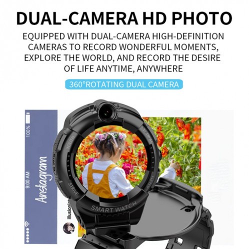 F01 Montre d'appel intelligente pour enfants à double caméra rotative 1,28 pouces 4G avec fonction SOS (rose) SH901B1772-08