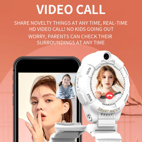 F01 Montre d'appel intelligente pour enfants à double caméra rotative 1,28 pouces 4G avec fonction SOS (rose) SH901B1772-08