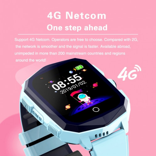 DF73 Montre d'appel pour enfants avec positionnement GPS 1,4 pouces 4G avec fonction SOS (bleu) SH801B1927-07