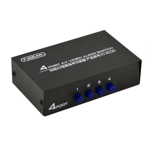 FJGEAR FJ-401AV Lotus Head Interface Sélecteur audio et vidéo AV 4 voies (Noir) SF901A840-06
